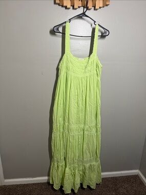 By Together Light Green Tiered Maxi Dress with Spaghetti Straps